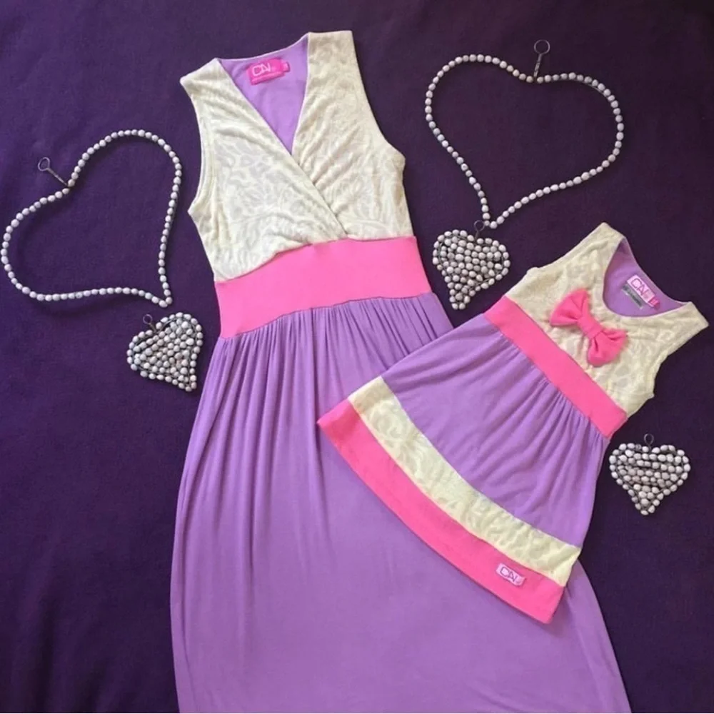NEW Matching Mommy & Me Dress (girl’s dress) Lilac Sleeveless Dress w Leggings - Picture 3 of 7